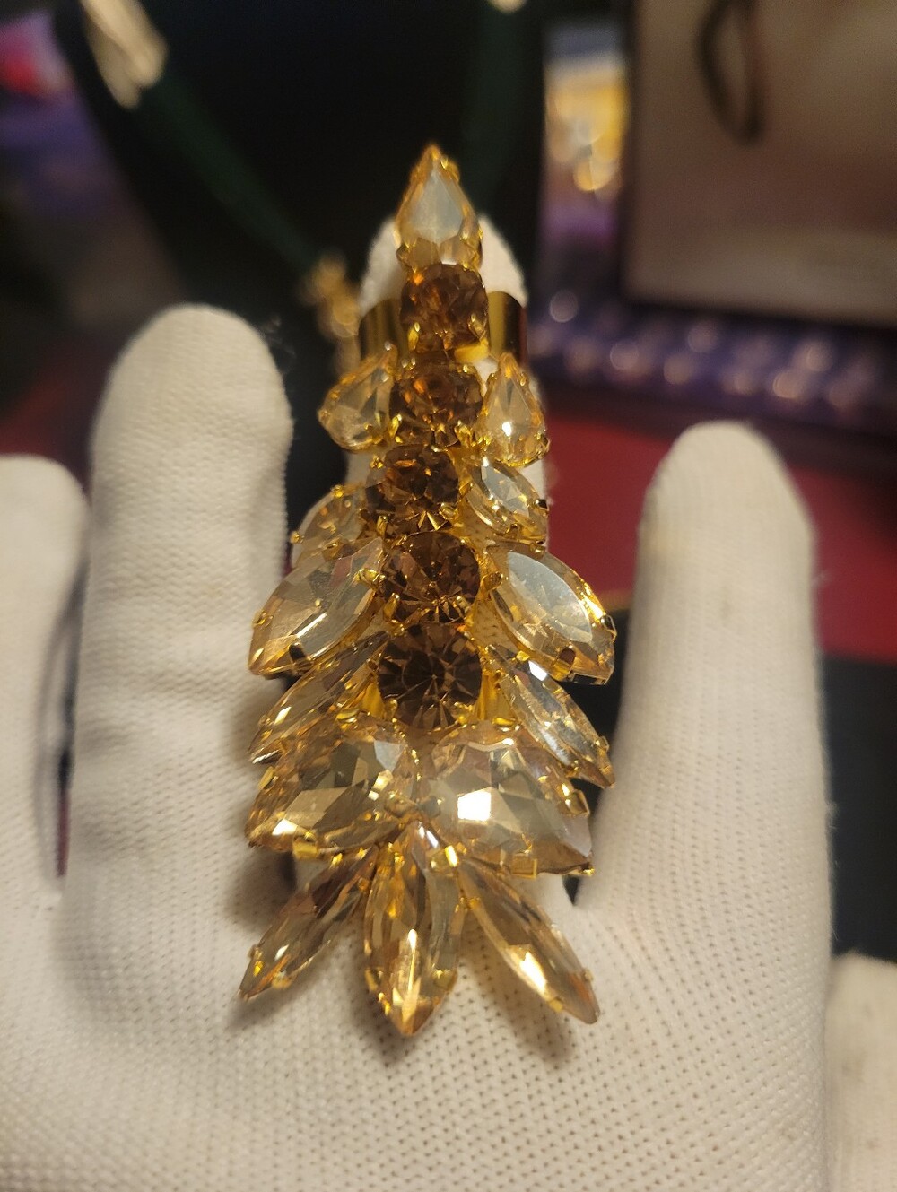 Gold Crystal Statement Ring - Women Jewelry - Picture 3 of 3